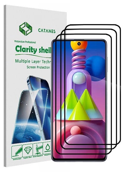 Buy 3 Pack For Samsung Galaxy M51 Screen Protector Tempered Glass Full Glue Back in UAE