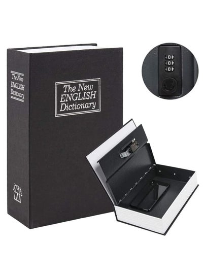 Buy Book Safe with Combination Lock Home Dictionary Diversion Hidden Secret Metal Safe Box for Money Jewelry Passport 26.5 x 20 x 6.5 cm - Black Large in UAE