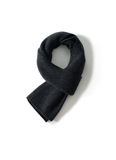 Buy Unisex Cashmere Scarf Knitted Warm WinterCharcoal Gray Charcoal Gray in UAE