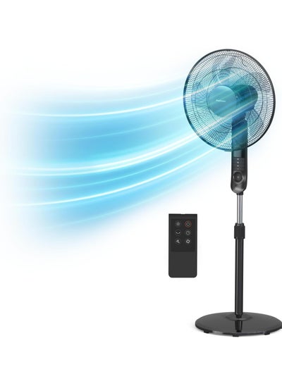 Buy Pro Breeze 16-Inch Pedestal Fan with Remote Control and LED Display, 4 Operational Modes, 80° Oscillation, Adjustable Height & Pivoting Fan Head, Perfect for Homes, Offices and Bedrooms - Black in UAE