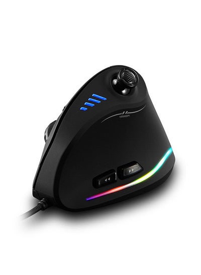 اشتري C-18 Vertical Wired Gaming Mouse 11 Programmable Buttons Adjustable 10000DPI Laser Engine RGB Light Belt 128KB On-board Memory في الامارات
