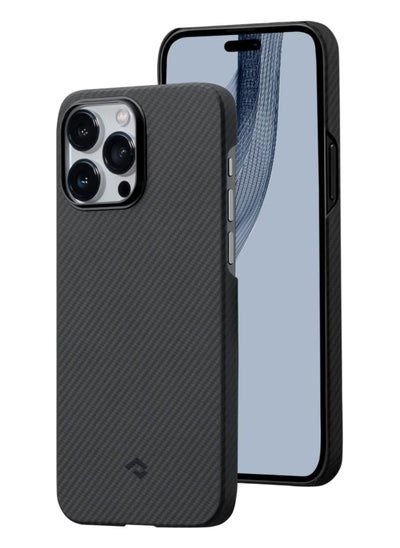 Buy MagEZ Case for iPhone 14 Pro Compatible with MagSafe, Slim & Light iPhone 14 Pro Case 6.1-inch with a Case-Less Touch Feeling, 600D Aramid Fiber Made [MagEZ Case 3 - Black/Grey(Twill)] in UAE