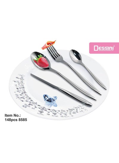 Buy Dessini 148Pcs Cutlery Set Silver in UAE