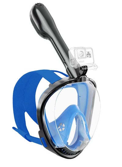 Buy Full Face Snorkel Mask - Diving Mask with Dry Top Breathing System Double-Tube, 180 Degree Panoramic Snorkeling Mask with Camera Mount, Anti-Fogging Anti-Leak Snorkeling Gear for Adults and Kids in UAE