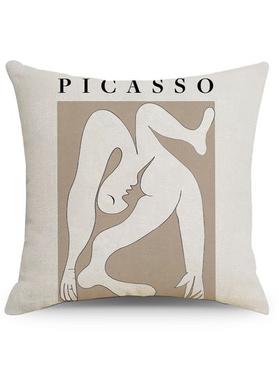 Buy Nordic abstract pattern linen material pillowcase pillow cover 45*45cm in Saudi Arabia