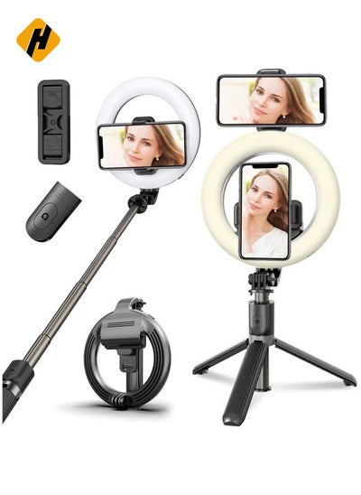 Buy Selfie Ring Light Tripod Bluetooth Selfie Stick Cell Phone Holder LED Selfie Light Stand for Live Stream Photography in Saudi Arabia