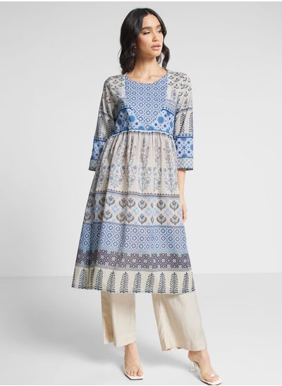 Buy Round Neck Printed Kurti in UAE