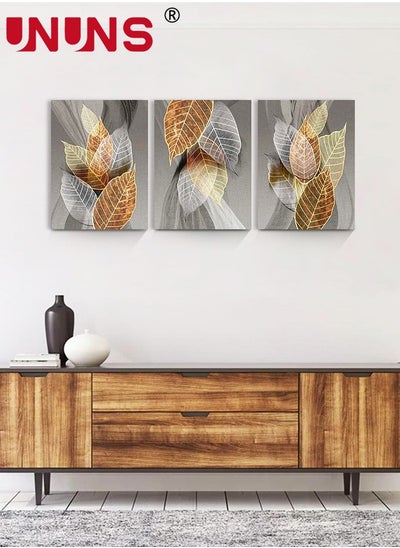 Buy Set Of 3 Framed Canvas Wall Arts,Abstract Leaves Pattern Canvas Wall Art For Living Room,Modern Office Wall Pictures Bathroom Home Decorations,30x40cm in UAE