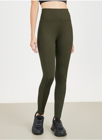 Buy Broad Waistband Stitch Detail Mesh Pocket Leggings in Saudi Arabia