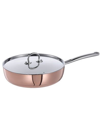 Buy Saute Pan With Lid Copper Stainless Steel 25 Cm in UAE