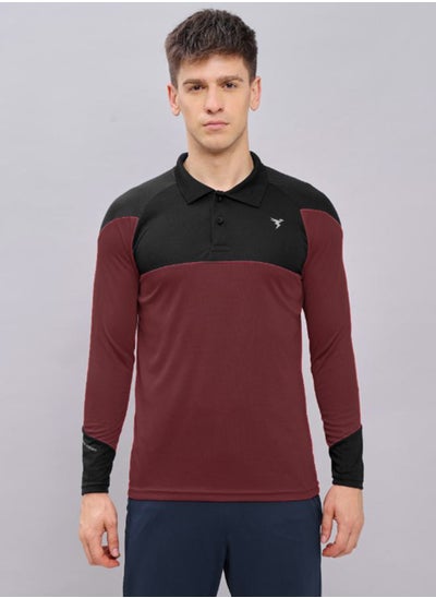 Buy Colorblock Long Sleeves Polo Neck Active T-shirt in Saudi Arabia