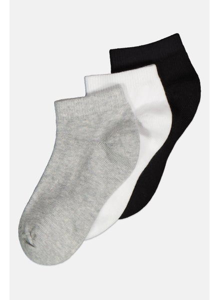 اشتري Toddlers Boy 3 Pair Textured Socks, Black/Grey Combo في الامارات