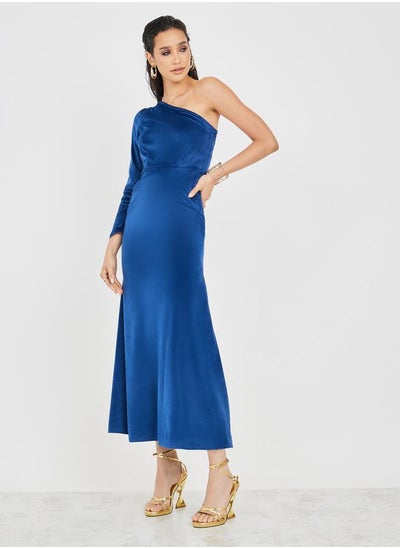 Buy Velvet One Shoulder Sleeve Mermaid Maxi Dress in Saudi Arabia