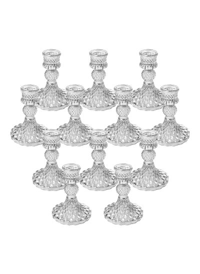 Buy Glass Candlestick Holders 4 Inch Taper Candle Holders Clear Glass Candle Holders for Wedding Festival, Party & Festival Decor in Saudi Arabia