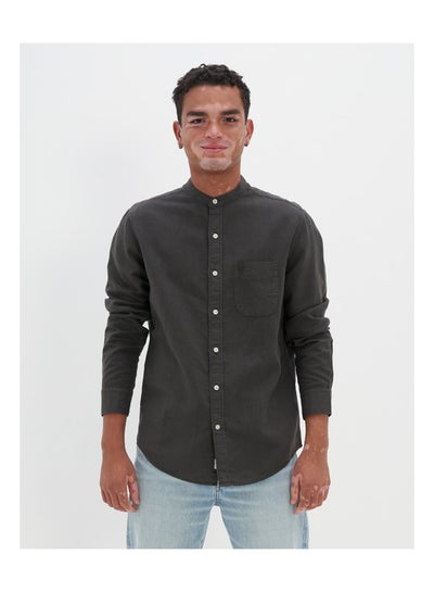 Buy AE Linen Band Collar Button Up Shirt in Egypt