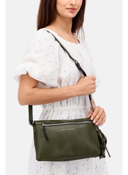 Buy Women Textured Cross Body Bag 21 H x 32 L x 6 W cm, Olive Combo in UAE