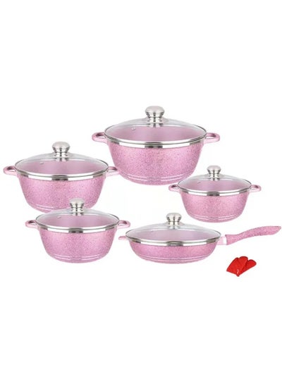 اشتري 12-Piece Kitchen Cookware set, Casserole Set And Frying Pan With Non Stick Cookware sets ,Finish Glass lid PFOA-Free في الامارات