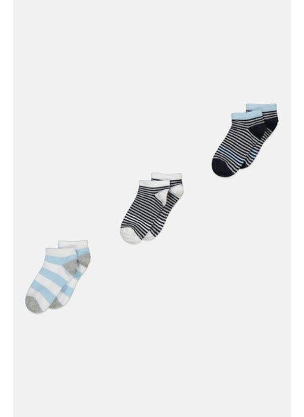 اشتري Kids Boy 3 Pairs Stripe Ankle Socks, White Combo في الامارات