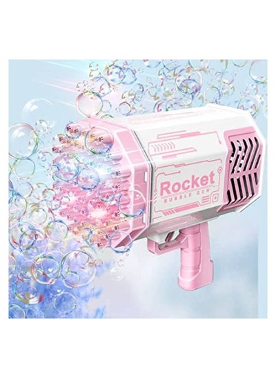 Buy Bubble Shooter Gun, Upgraded 69 Holes Bubble Bazooka Machine with Colorful Lights and Bubble Solution for Kids and Girls, Indoor Decoration, Wedding Events (Pink) in Saudi Arabia