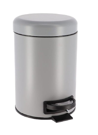 Buy Round Shaped Soft Close Metal Pedal Bin with Fall Brake Lid Matte Grey 3 L 6543180 in Saudi Arabia