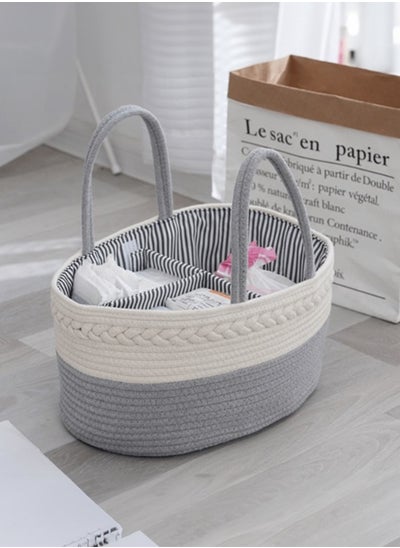 Buy Baby Diaper Caddy Nursery Storage Bin and Cotton Rope Diaper Basket for Diapers and Baby Wipes in Saudi Arabia