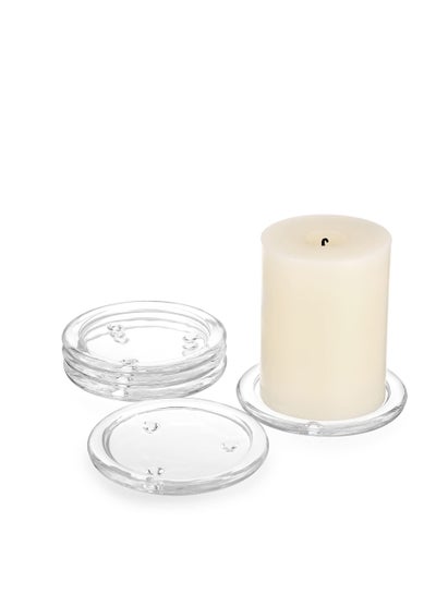 Buy Glass Candle Tray, Round Clear Pillar Candle Holder, 3.9 Inch Pillar Candle Holders, Glass Coaster Small Round Plate Candle Plates, Modern Style Candle Centerpiece for Dining Table Wedding 5PCS in Saudi Arabia
