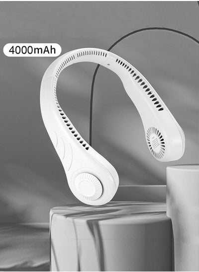 Buy Portable Neck Fan USB Rechargeable Bladeless Mini Fan Wearable Personal Fan with 3 Speeds Bladeless Neck Fan for Women Man Indoor and Outdoor White in Saudi Arabia