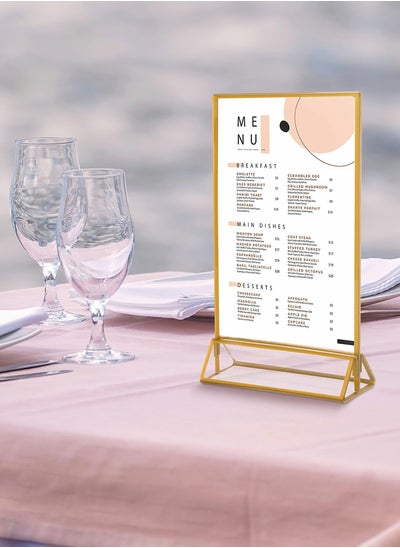 Buy Clear Acrylic Frames Display Holder with Gold Borders and Vertical Stand,Double Sided Table Menu Holders Picture Frames for Wedding Table Numbers, Restaurant Signs,Photos Display-5x7 Inches,6Pack in UAE