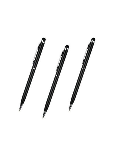 Buy Metal Touch Pen For Smart Devices 2 In 1 Black (3Pcs) in Egypt
