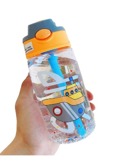 Buy 480ml Kids Drinking Water Bottle with Straw, Toddler Cup, Leakproof BPA free Durable Plastic Bottle, Kids Gift for School (Orange) in Saudi Arabia