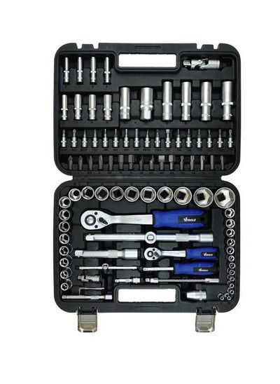 Buy 94 PC 1/2" & 1/4" Drive Impact Socket Tool Set in Portable Case, Includes Extension Bars, Universal Joint, Deep Socket, & Sliding Bar, & Socket Bits in UAE