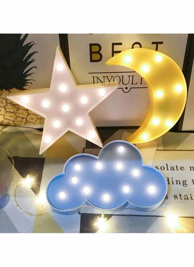 اشتري Night Light, LED Cute Moon Star and Cloud Shaped Marquee Decorations Sign Light Operated Table Lamp for Kids Children Bedroom Lighting Birthday Party Decor في الامارات