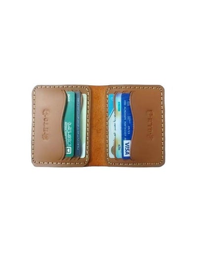 اشتري Ultra-high quality natural leather card wallet elegant handmade stitching في مصر