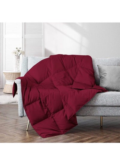 Buy Soft Down Throw Blanket Lightweight Packable Couch Throw For Indoor And Outdoor Use 50"X70" Red in Saudi Arabia