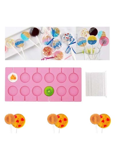 Buy Antonki Cavities Silicone Candy Chocolate Sucker Molds Ice Pop Fondant Tool Soap Cake Decorating Maker with 100 Lollipop Sticks in Saudi Arabia