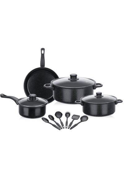 Buy 13-Piece Non-Stick Aluminium Cookware Black in UAE