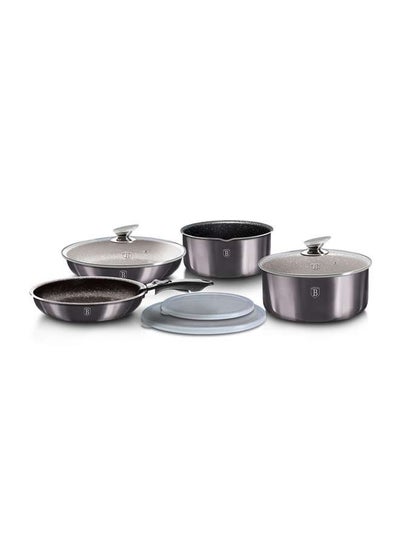 Buy Aluminium 9 Pieces Cookware Set, Metallic Line Carbon Pro Edition, Grey, Hungary in UAE