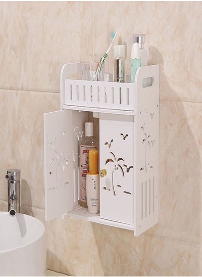 اشتري Bathroom Storage Shelf Cabinet Rack White في الامارات