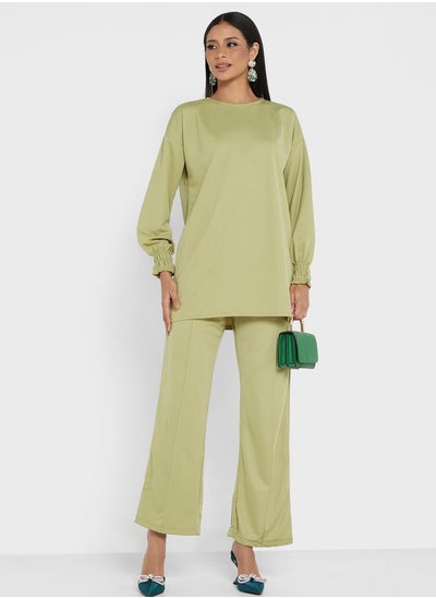 Buy Crew Neck Top And High Waist Pants in UAE