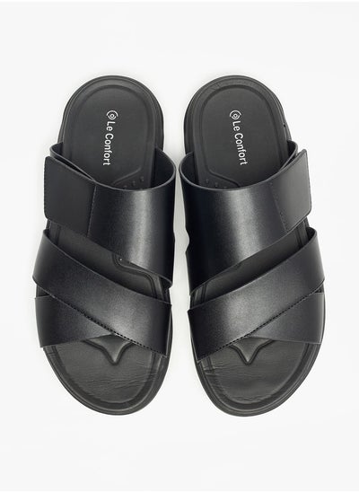 اشتري Solid Slip-On Cross Strap Sandals في الامارات