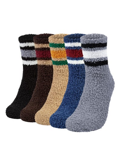 Buy 5 Pairs Mens Fluffy Socks Winter Thick Thermal Sock Warm Home Slipper Bed Socks Gifts for Men Women in UAE