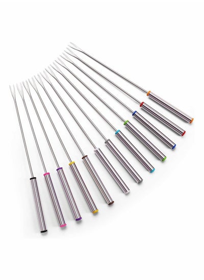 Buy Marshmallow Roasting Sticks Stainless Steel Fondue Forks with Heat Resistant Handle for Chocolate Fountain Cheese Fondue Set of 12 in UAE