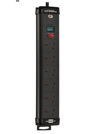 Buy Brennenstuhl Premium-Line 6-way Extension Socket black with 5m cable, On/Off switchable with 13A Fuse and Safety Fuse button in Saudi Arabia