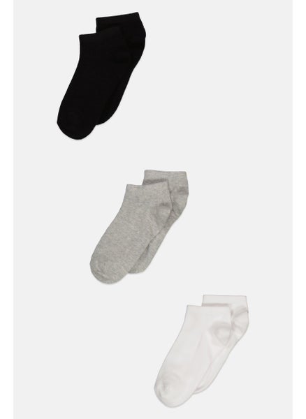 اشتري Kids Boy 3 Pair Textured Socks, Black/White/Grey في الامارات