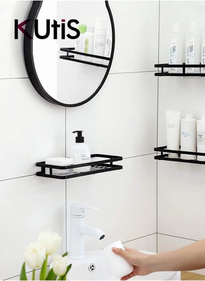 Buy 1-Piece Bathroom Shelf Shower Shampoo Soap Organizer Wall Mounts Storage Rack Metal Black 29.5 x 12 x 4 Centimeter in UAE