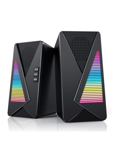 اشتري Computer Speakers, Dynamic RGB Desktop Speakers, Support Stereo Bluetooth 5.0 and Wired, Speakers for PC, Laptop/Phone/Ipad and Game Machine, USB Powered with 3.5mm Cable في الامارات