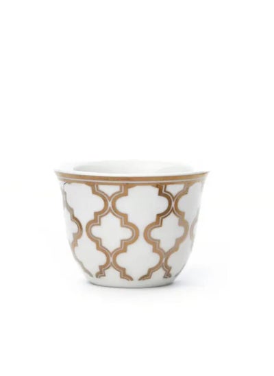 Buy 12 Pieces Gold Striped Porcelain Arabic Coffee Cup Set in UAE