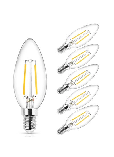 Buy E14 Base LED Candle Lights C35 Filament 4W Candle Bulbs 5PCS in Saudi Arabia