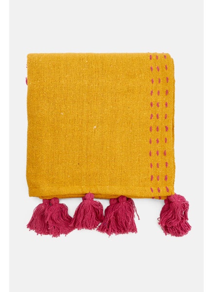 اشتري Pom Pom Sofa Throw 130 x 150 cm, Yellow في الامارات