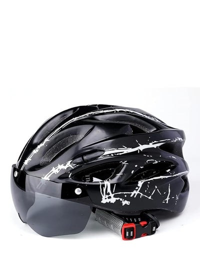 اشتري Adult bicycle helmet with detachable magnetic goggles, road and mountain riding protective helmet, adjustable size,unisex，black and white في السعودية